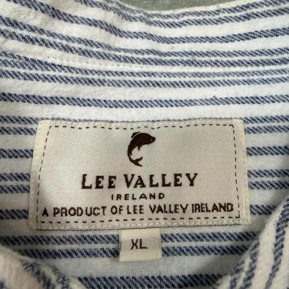 Lee Valley Ireland Grandfather Shirt Mens XL Blue Striped The Orig Flannel - Picture 2 of 6